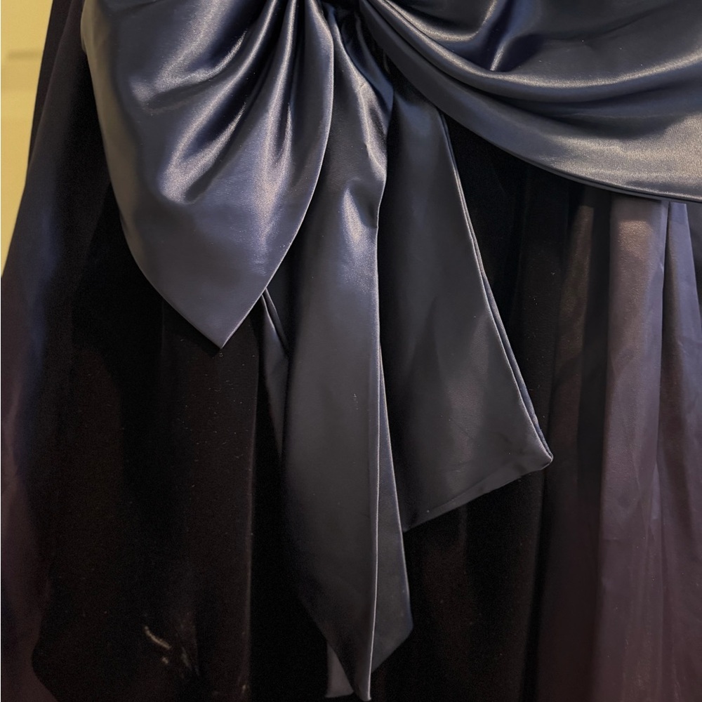 80s style dark blue Velvet and Purple Satin Ball Gown - Picture 3 of 4